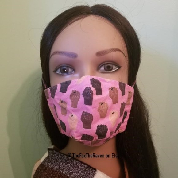 Black Lives Matter Fitted Face Mask - Picture 2 of 14